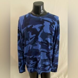 Cashmere Club Room Luxury Sweater Men’s XL 100% Cashmere  Blue Camo Long Sleeve
